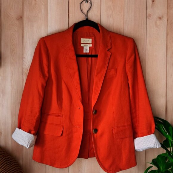J. Crew Schoolboy Orange Linen Blazer - Picture 3 of 7